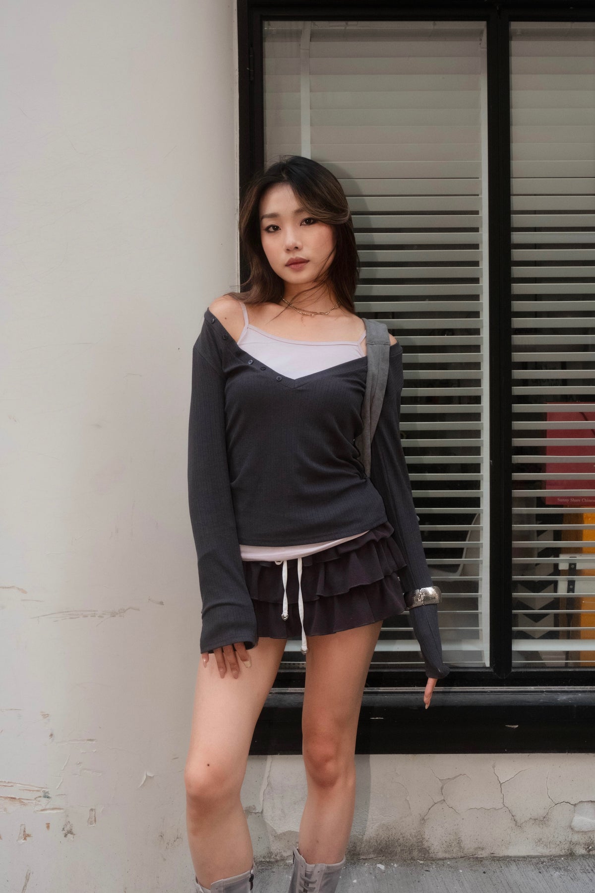 Layered V-Neck Ribbed Top - 3 colours