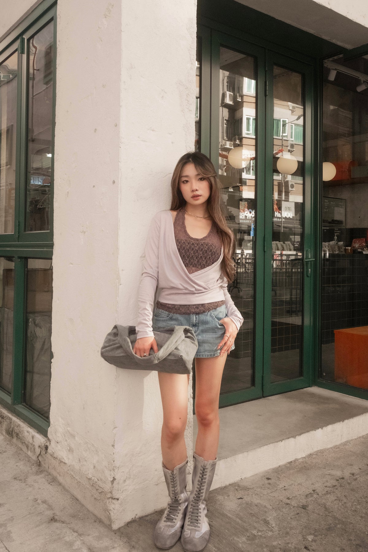 Lace-Trim Layered Wrap Top - 3 colours