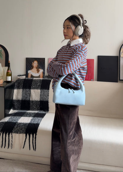 [ 🆕 今季流行色! 歐美 pinterest style ] Blueberry Muffin Stripes Long Sleeves Polo