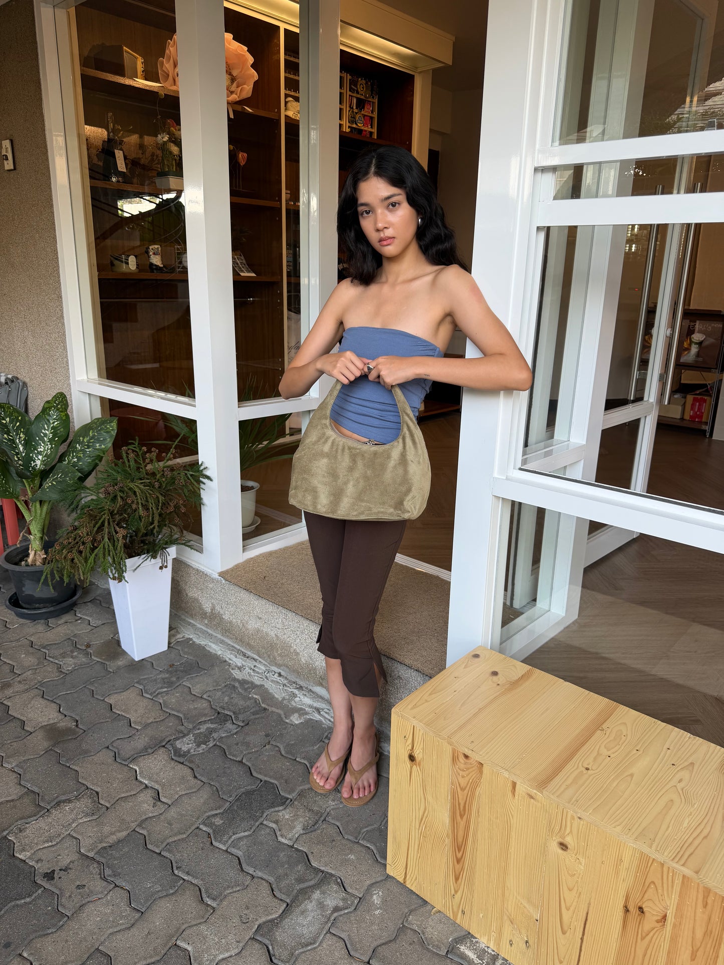 July Mansion - Medium Jersey in Avocada Suede