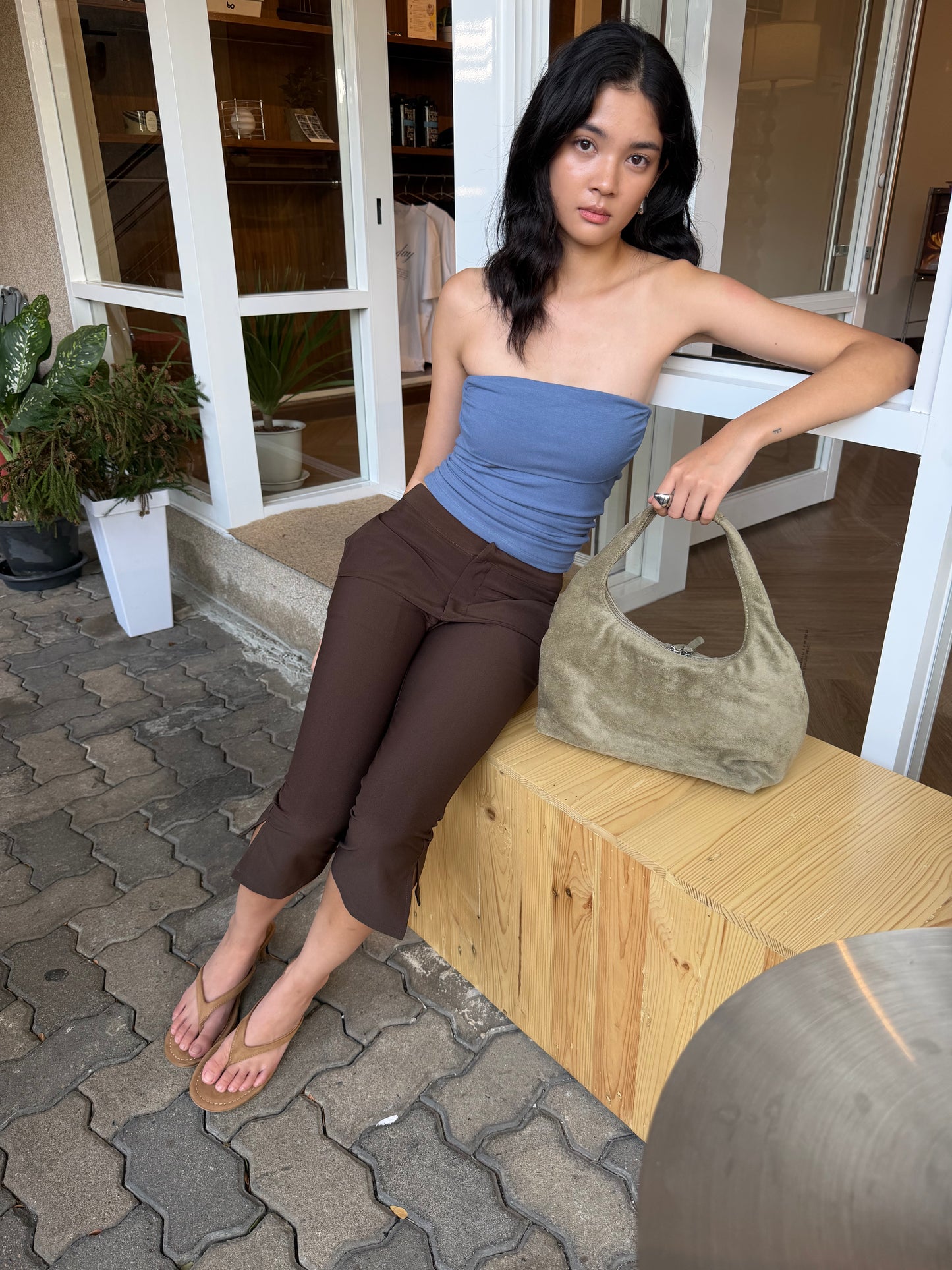 July Mansion - Medium Jersey in Avocada Suede