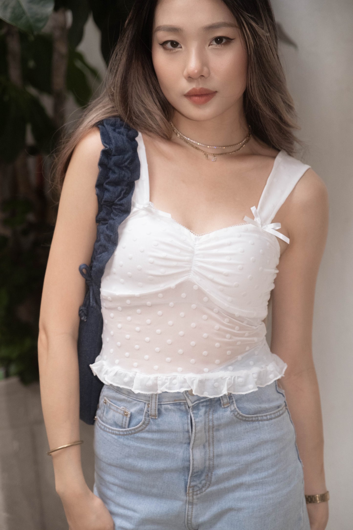 [ 小性感透時 girly top ] Fairy Dot Lace Top