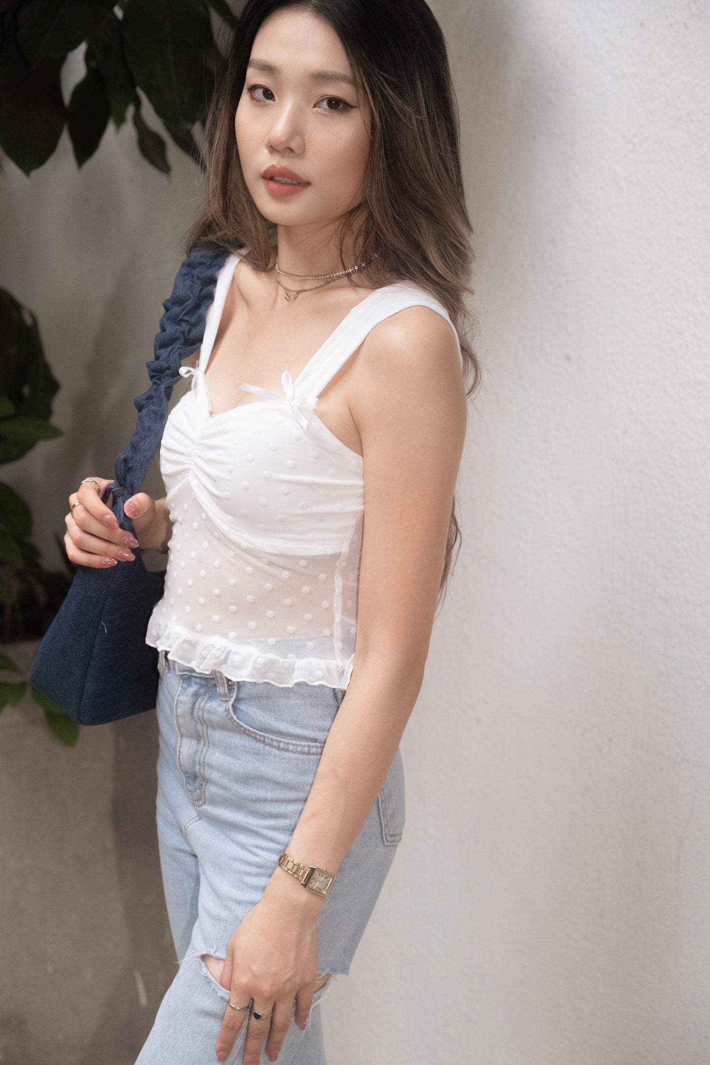 [ 小性感透時 girly top ] Fairy Dot Lace Top