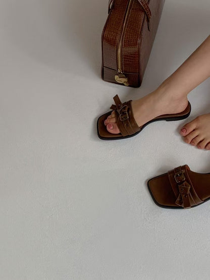 [ 新品優惠 🆕 有驚喜!! 軟腍腍易襯拖鞋] Buckle Soft Leather Slides
