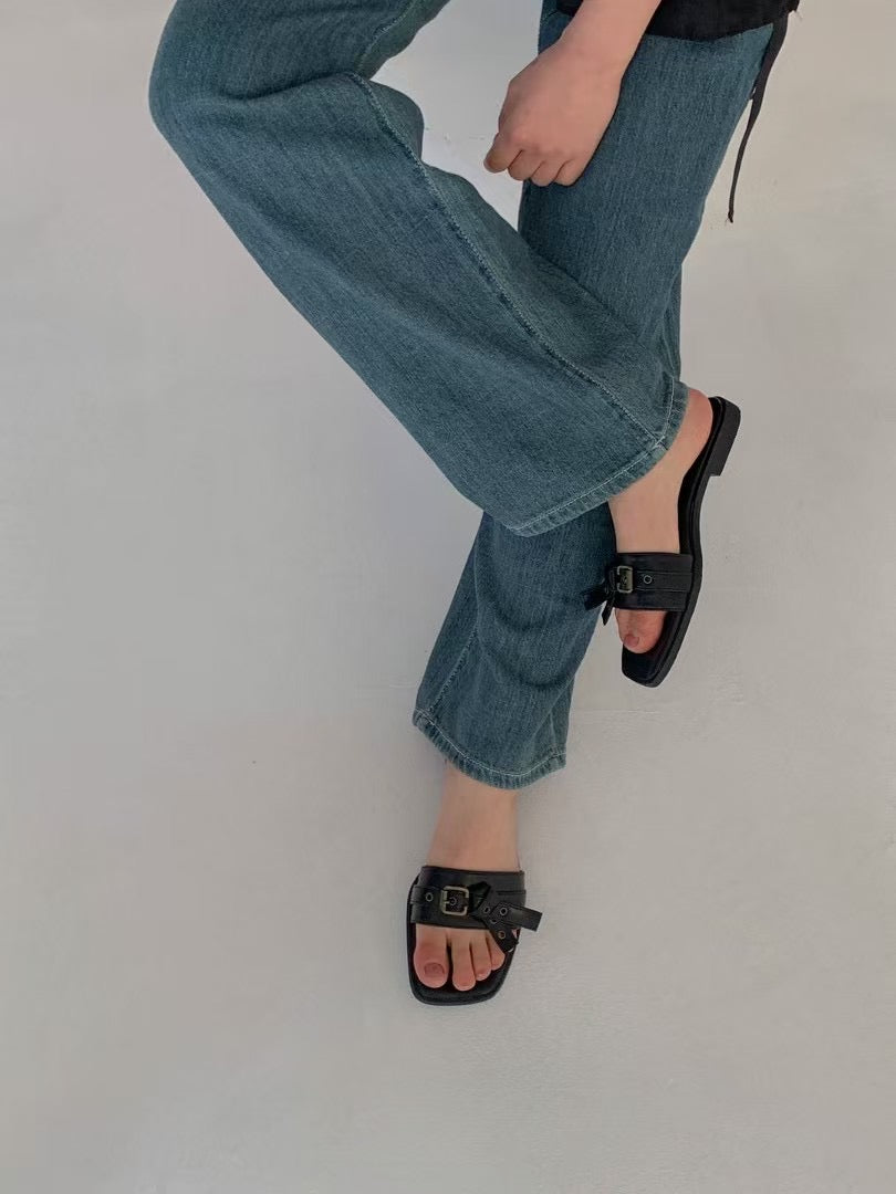 [ 新品優惠 🆕 有驚喜!! 軟腍腍易襯拖鞋] Buckle Soft Leather Slides