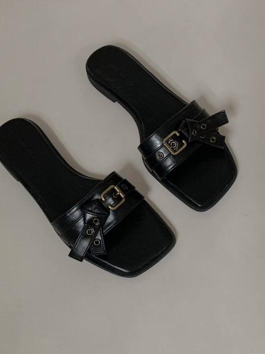 [ 新品優惠 🆕 有驚喜!! 軟腍腍易襯拖鞋] Buckle Soft Leather Slides