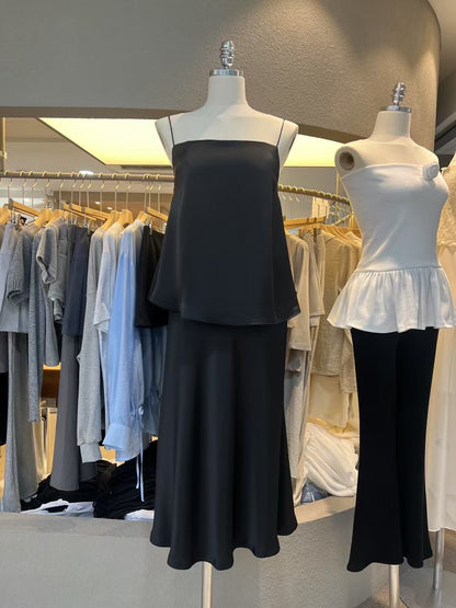 [ 🆕 極致高級感 🫧🐚✧˖° 柔滑絲質 簡約氣質吊帶 ] Satin Spaghetti Cami - 2 colours