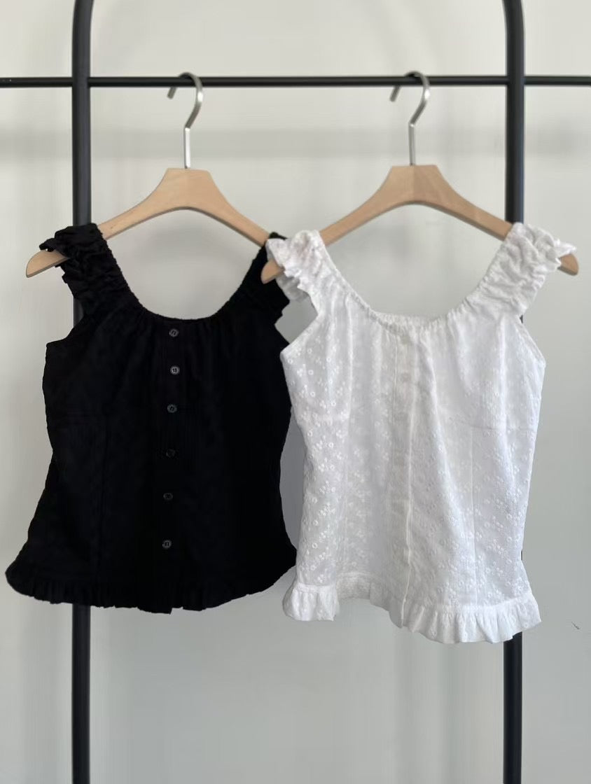 [ 🆕 夏日熱推款 🎀ྀིྀི ⋆｡‧˚ʚ🧸ɞ˚‧｡⋆甜辣暗花兩著 top ] Aura Two-way Top - 2 colours