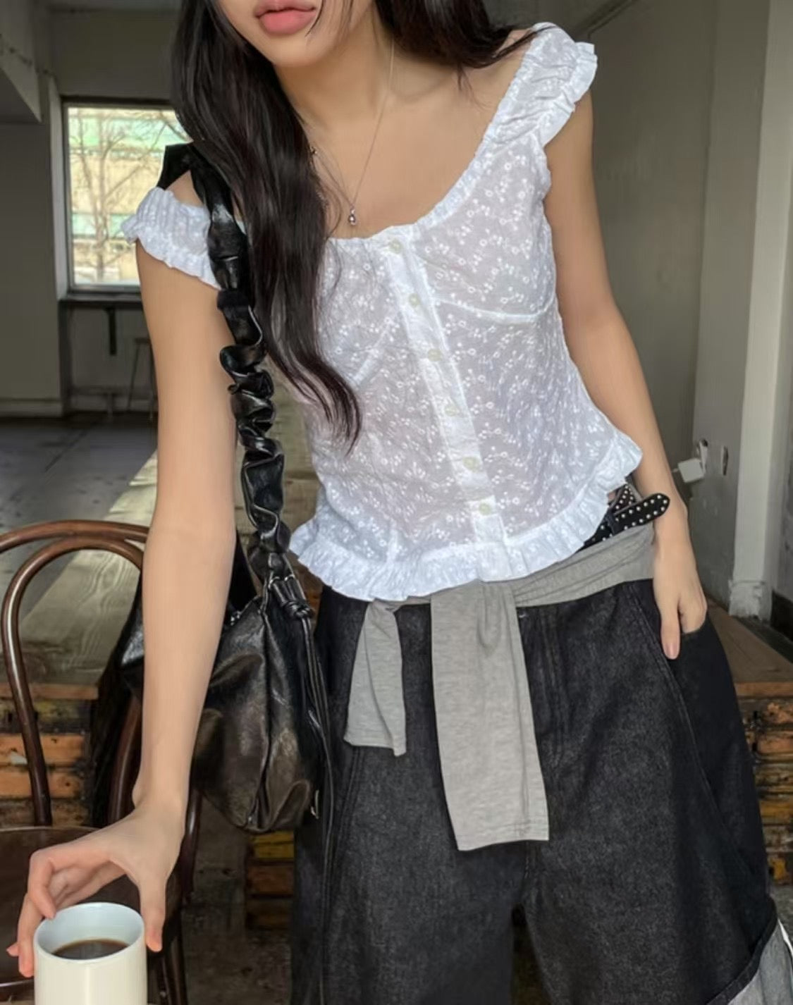 [ 🆕 夏日熱推款 🎀ྀིྀི ⋆｡‧˚ʚ🧸ɞ˚‧｡⋆甜辣暗花兩著 top ] Aura Two-way Top - 2 colours