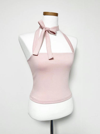 [ 簡約露背綁帶~ 多種著法! ] Tie-up Halter Top - 5 colours