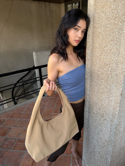 July Mansion - Large Jersey in Beige Suede