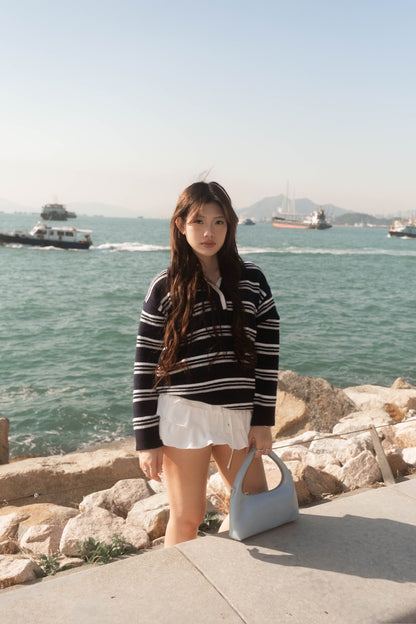 SALE [ 美美的配色~ 🧺🩶舒服百搭翻領冷衫 ] Copenhagen Stripes Sweater - 3 colours