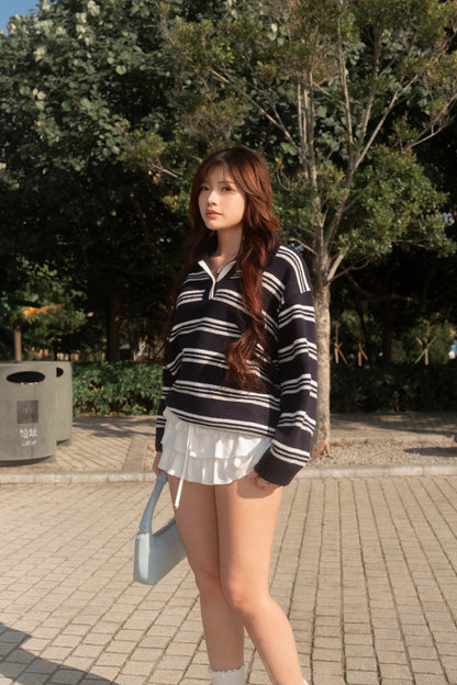SALE [ 美美的配色~ 🧺🩶舒服百搭翻領冷衫 ] Copenhagen Stripes Sweater - 3 colours