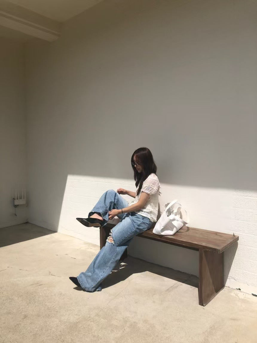 [ 🆕 極力推介!‧ ₊˚🎧⊹♡ 鬆弛感型爆直筒爛牛] Laid-back Ripped Jeans Straight