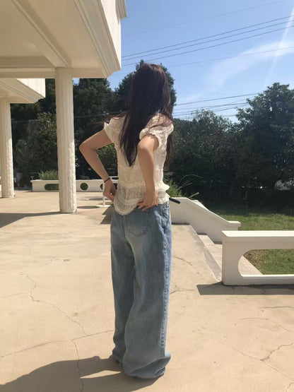 [ 🆕 極力推介!‧ ₊˚🎧⊹♡ 鬆弛感型爆直筒爛牛] Laid-back Ripped Jeans Straight