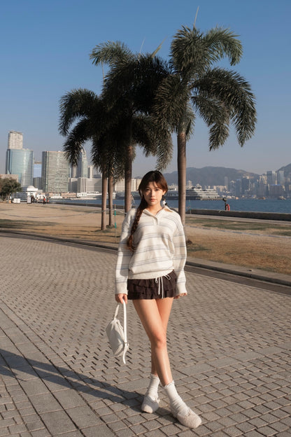 [ 美美的配色~ 🧺🩶舒服百搭翻領冷衫 ] Copenhagen Stripes Sweater - 3 colours