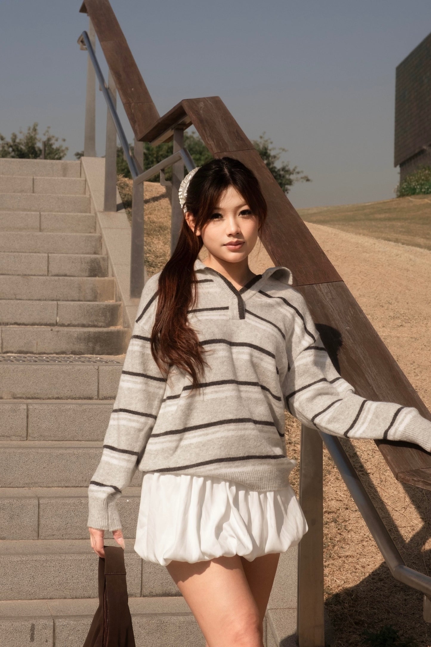 [ 美美的配色~ 🧺🩶 舒服百搭翻領冷衫 ] Copenhagen Stripes Sweater - 3 colours
