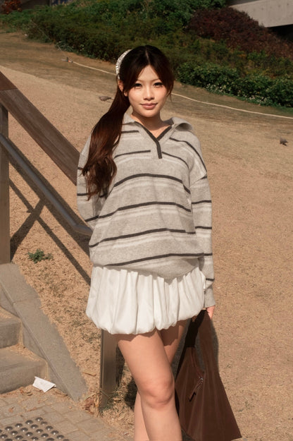 [ 美美的配色~ 🧺🩶 舒服百搭翻領冷衫 ] Copenhagen Stripes Sweater - 3 colours