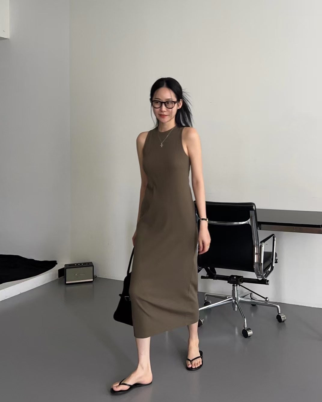 [ 新色加入 強勢回歸 🫒🌰 不出錯的舒適長裙] Endless Halter Neck Maxi Dress - Olive