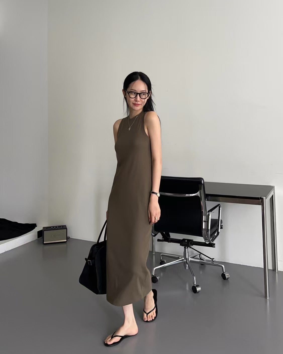 [ 新色加入 強勢回歸 🫒🌰 不出錯的舒適長裙] Endless Halter Neck Maxi Dress - Olive