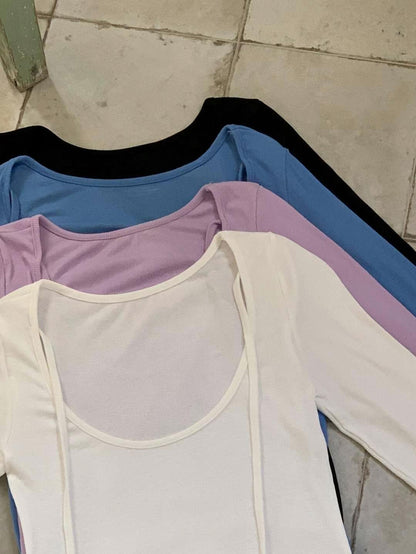 [ 驚喜在後~ 超美背! ] Miss Lady Tie Back Long Sleeve Top