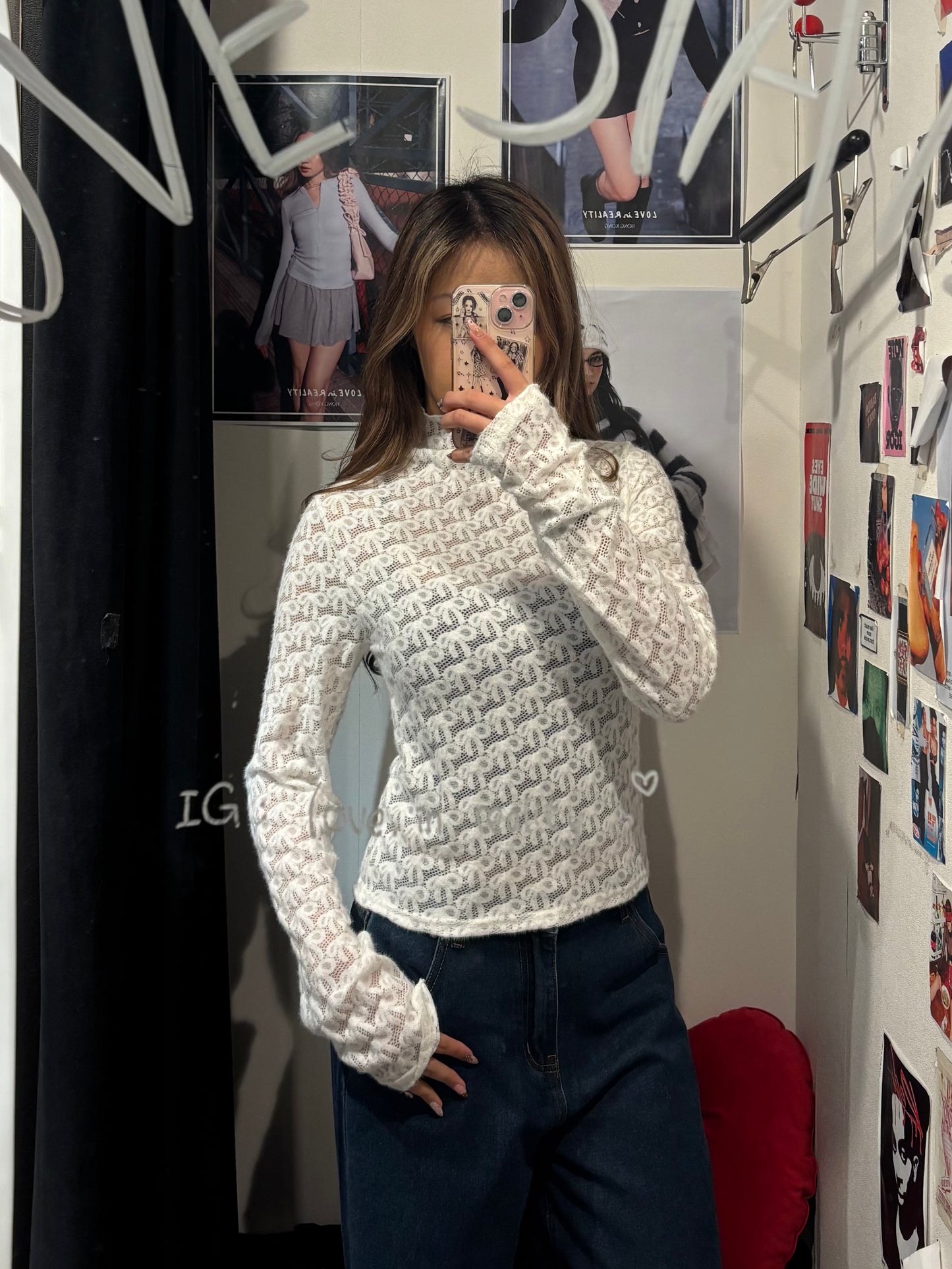 [ 🆕 溫柔氣質 🐚 透視蝴蝶結 lace ] Lacey Bow Turtle Neck Top - 3 colours