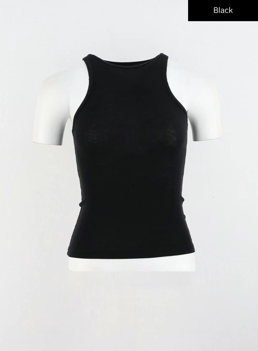 [ 無法抗拒的軟綿綿質感! ] Sheer Halter Neck Top - Black