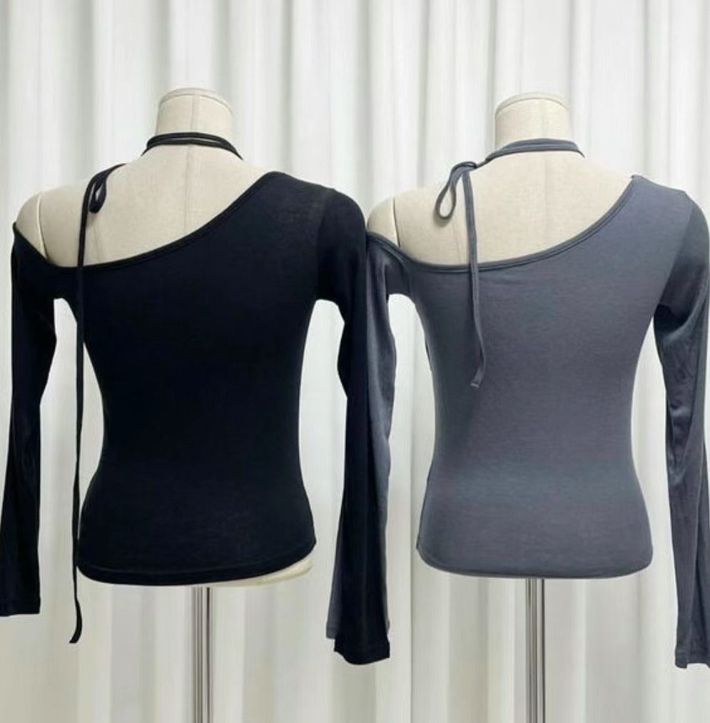 [ Sassy! 不暴露的性感! ] Single Shoulder Skinny Scarf Top - 3 colours