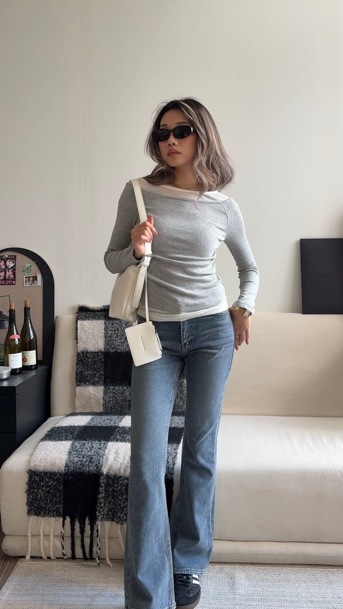 [ 約隱約現領口~ 氣質簡約假兩件 top ]  Sheer Layer Boatneck Top - 3 colours