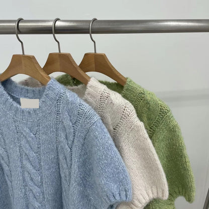 [ 簡約優雅~ 短袖針織~ ] Puffy Short Sleeve Knit Top