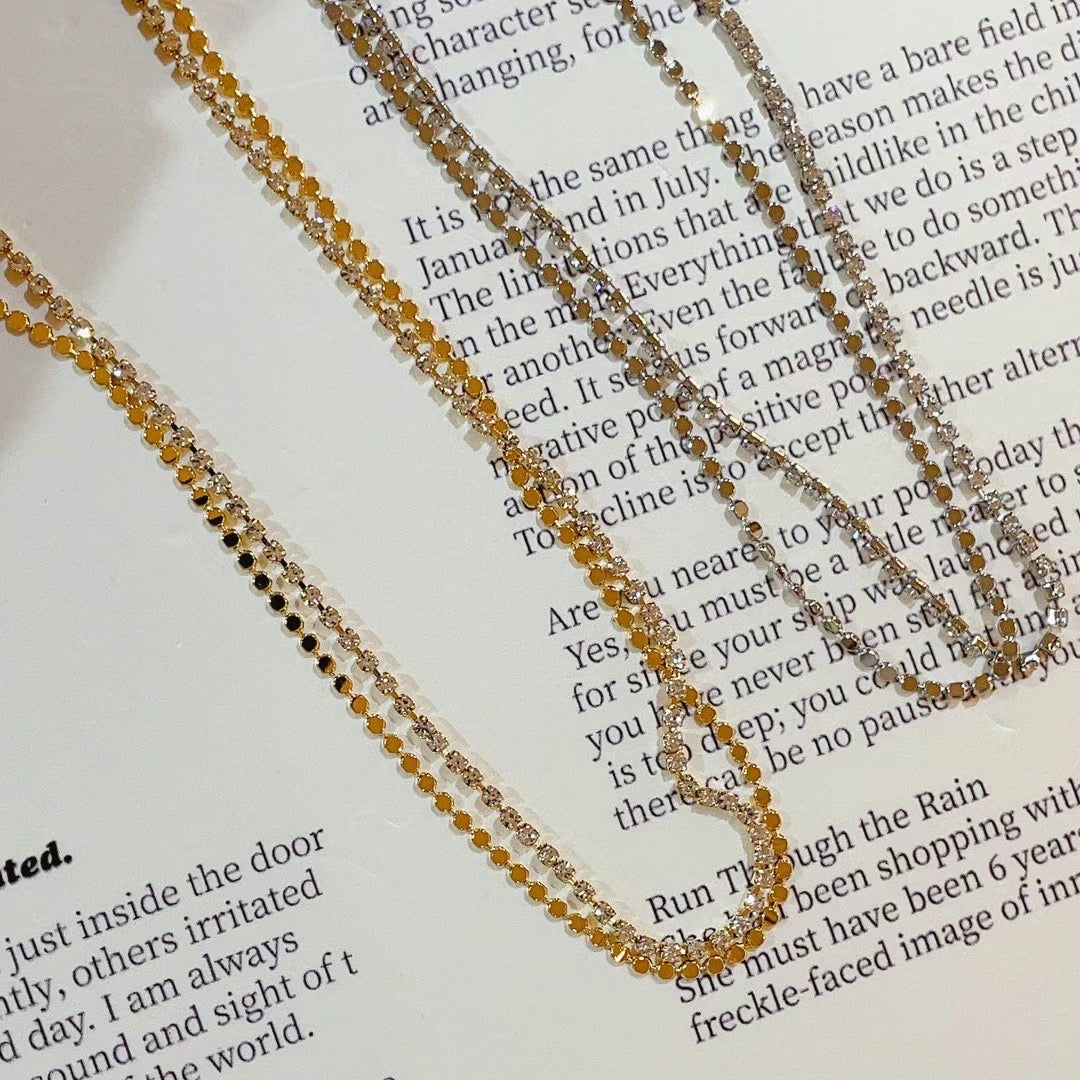 [ 低調 bing bing 雙鏈 ] Double Chain Sparkle Necklace - Gold