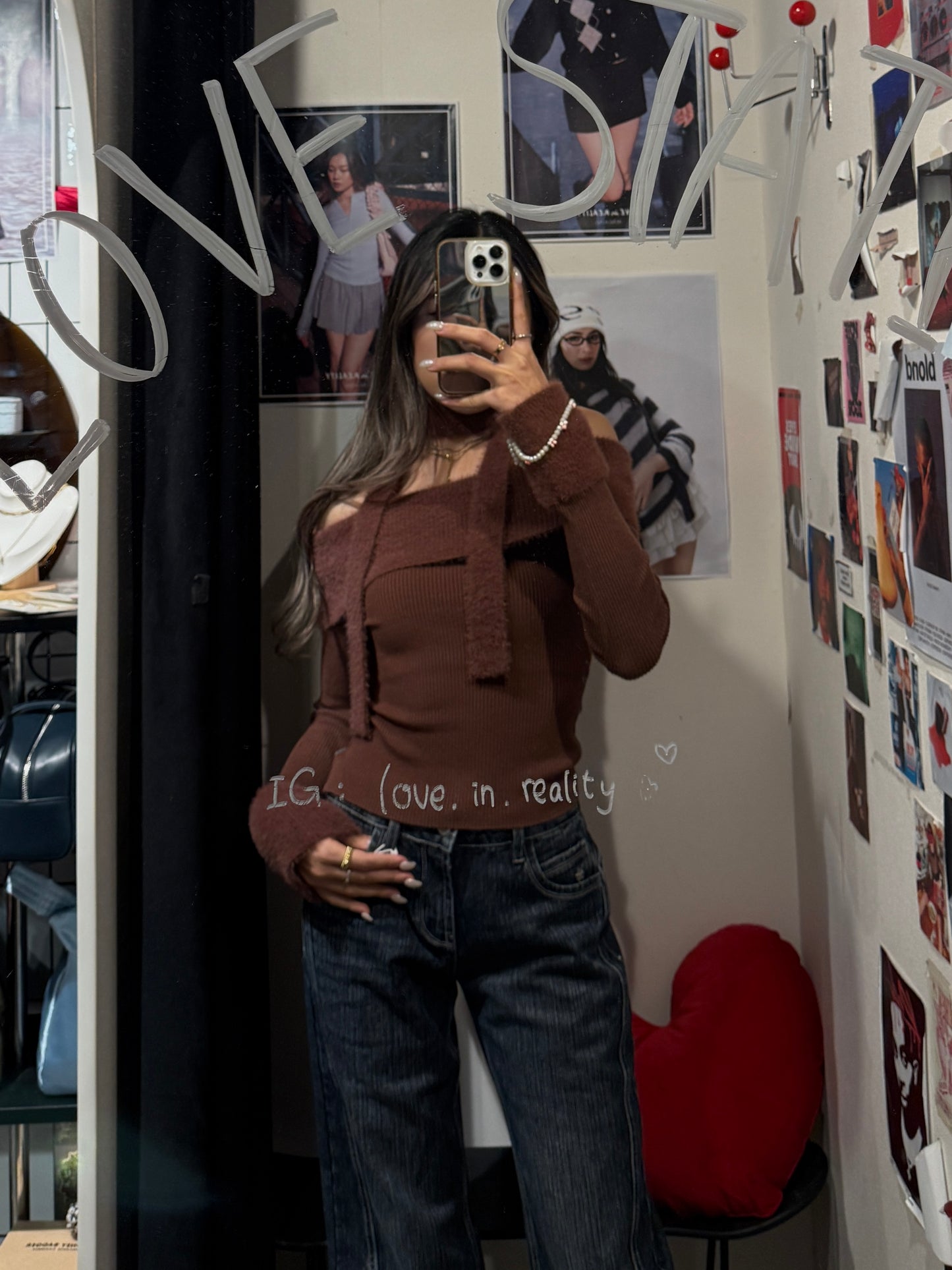 [ 🆕 可愛又小性感~ 毛毛一字膊 ] Little Bun Fluffy Off Shoulder Top + Skinny Scarf - 2 colours