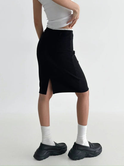[ 小花邊 彈性包臀長裙 ] Queen's Road Midi Skirt