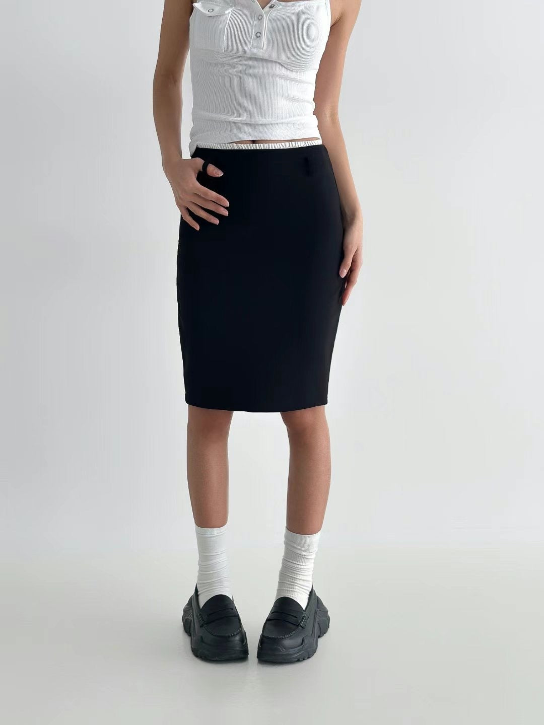 [ 小花邊 彈性包臀長裙 ] Queen's Road Midi Skirt