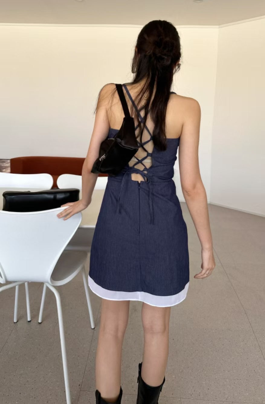 [ 綁繩露背✨連身短裙 ] Urban Backless Dress - 2 colours