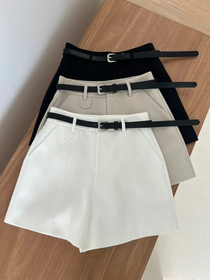 [ 老錢風~☕️簡約氣質西褲 (連皮帶) ] Right Away Shorts (with belt) - 3 colours