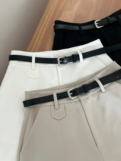 [ 老錢風~☕️簡約氣質西褲 (連皮帶) ] Right Away Shorts (with belt) - 3 colours