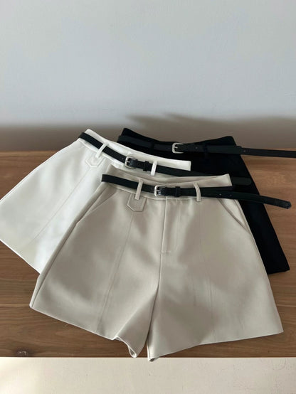 [ 老錢風~☕️簡約氣質西褲 (連皮帶) ] Right Away Shorts (with belt) - 3 colours