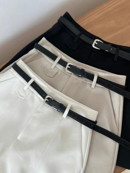 [ 老錢風~☕️簡約氣質西褲 (連皮帶) ] Right Away Shorts (with belt) - 3 colours