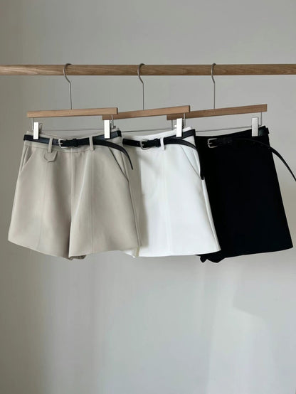 [ 老錢風~☕️簡約氣質西褲 (連皮帶) ] Right Away Shorts (with belt) - 3 colours