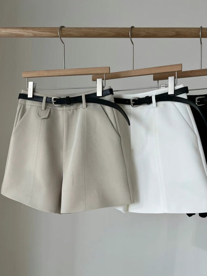 [ 老錢風~☕️簡約氣質西褲 (連皮帶) ] Right Away Shorts (with belt) - 3 colours