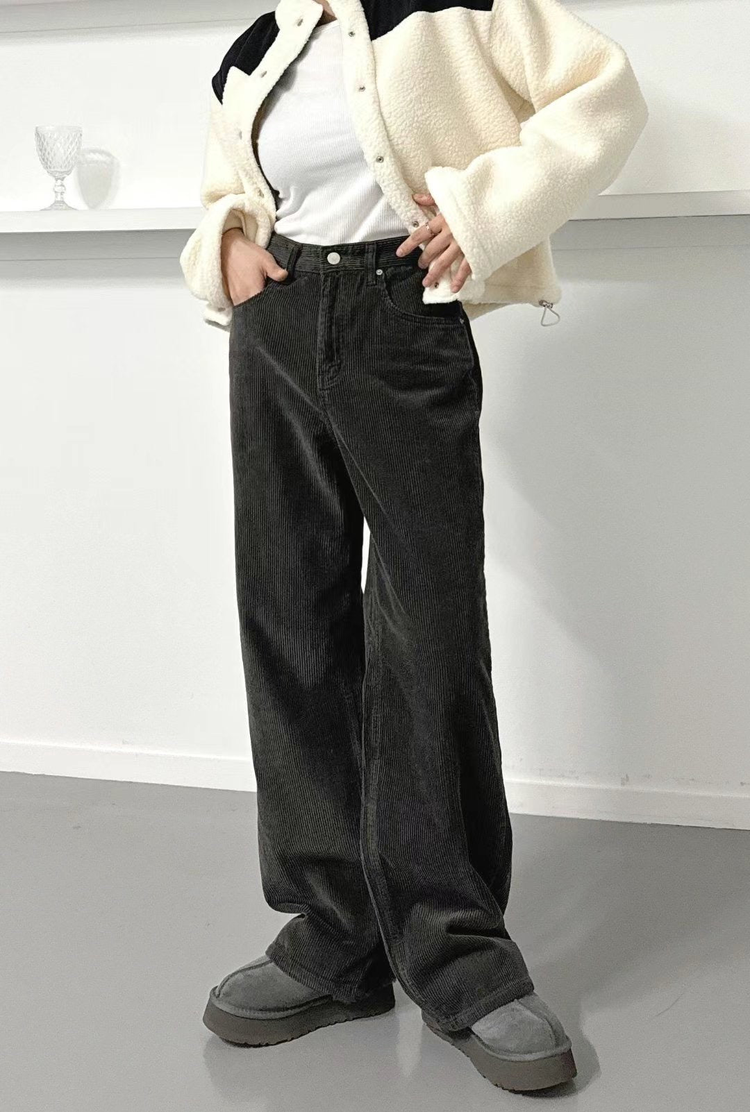 [十萬個推薦! 慵懶直腳 軟熟燈芯絨闊腳褲 ] No Worries Corduroy Wide Leg Pants - 3 colours