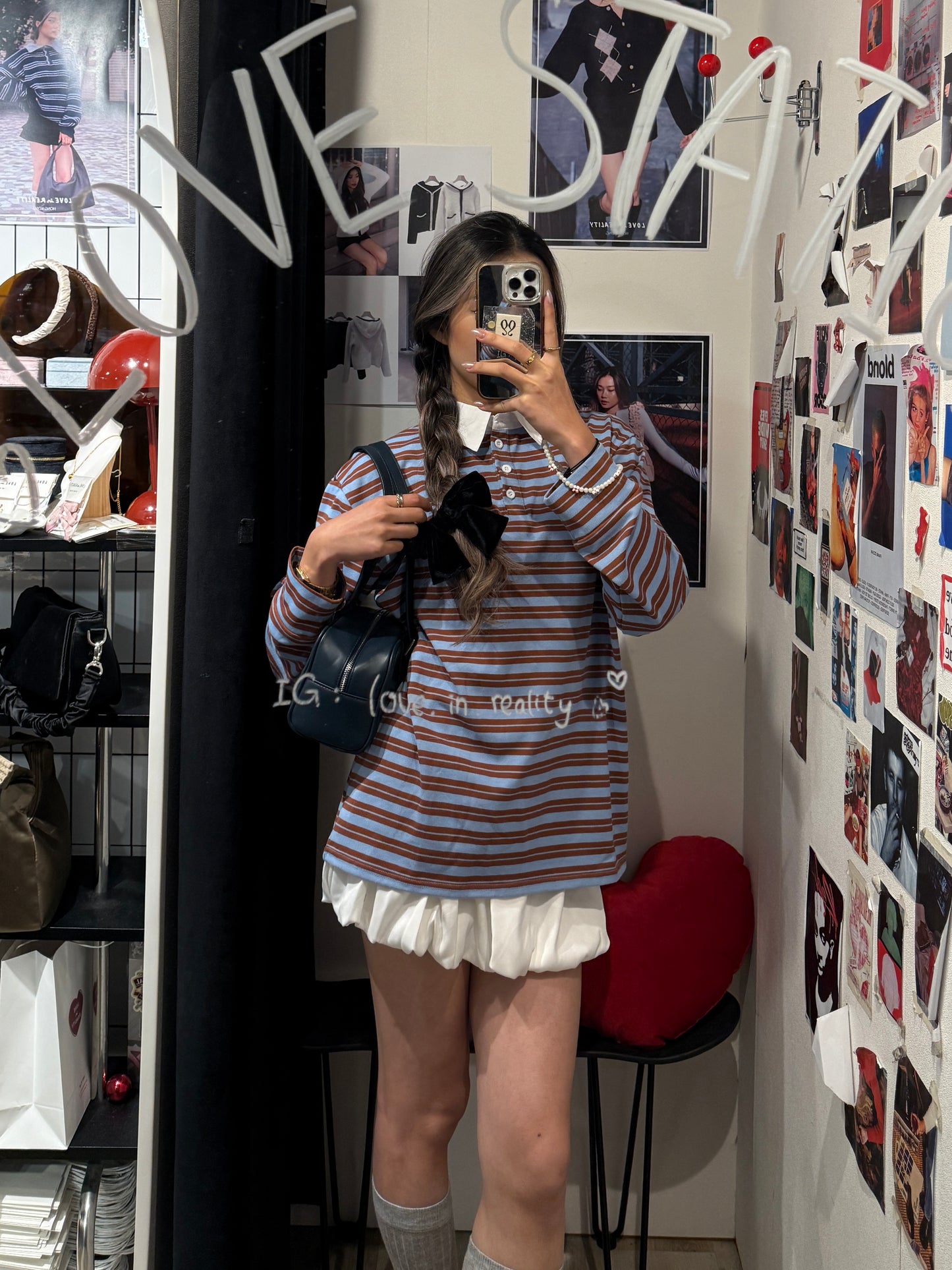 [ 🆕 今季流行色! 歐美 pinterest style ] Blueberry Muffin Stripes Long Sleeves Polo