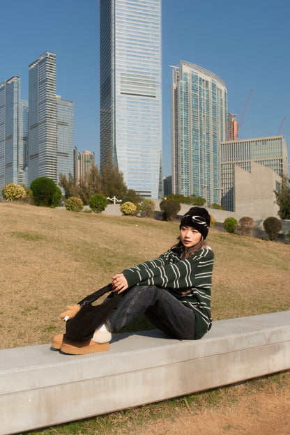 [ 墨綠橫間 🏫 歐美校園風 ] Canvas Sweater Oversize