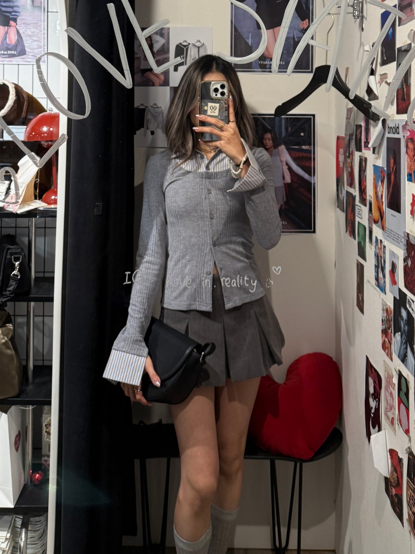 [ 🆕 假兩件氣質shirt sweater ] Blue Brown Shirt Sweater