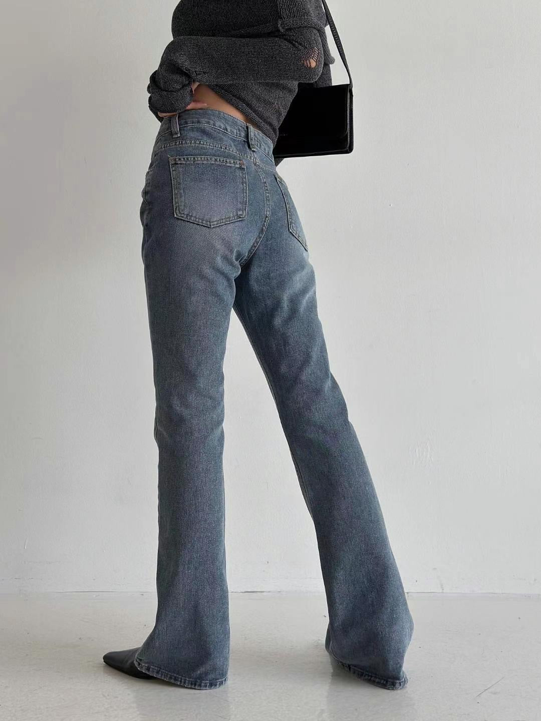 [ 舒適自在之選! 復古中腰喇叭牛 ] Retro Mid-waist Flare Jeans