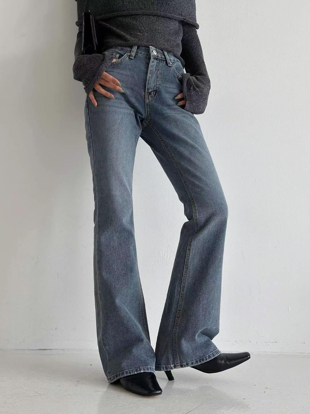 [ 舒適自在之選! 復古中腰喇叭牛 ] Retro Mid-waist Flare Jeans