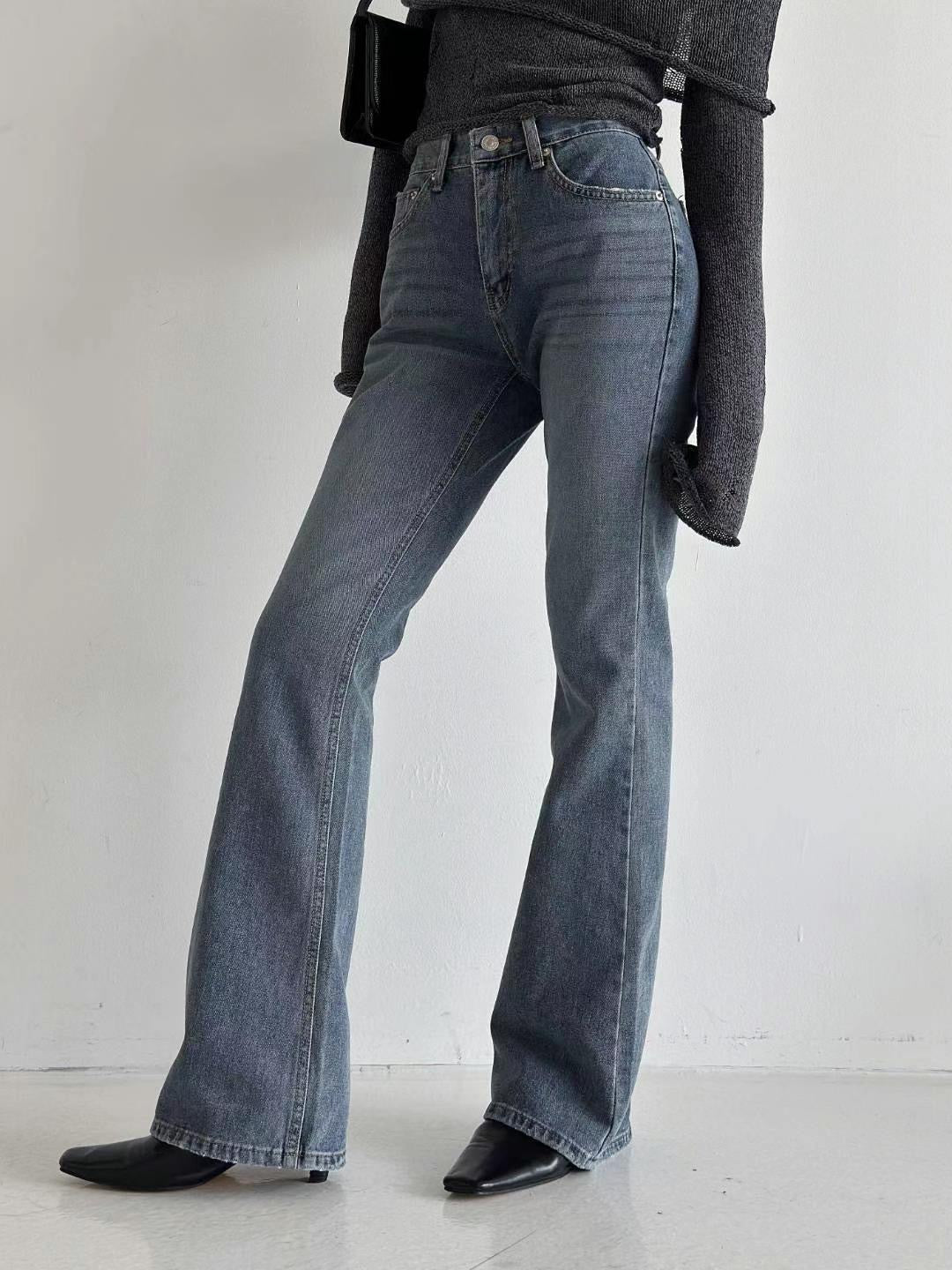 [ 舒適自在之選! 復古中腰喇叭牛 ] Retro Mid-waist Flare Jeans