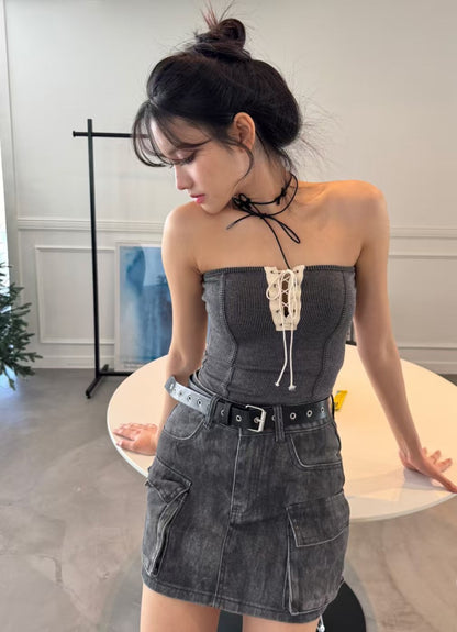 [ 🆕 復古玩味 🎱⋆⭒˚.⋆ 小性感 padded top ] Padded Tie Up Top - 3 colours