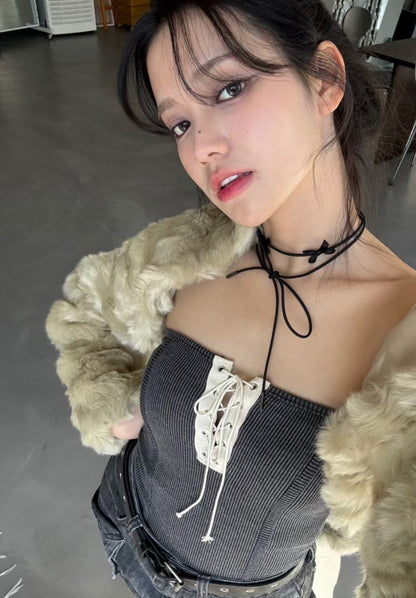 [ 🆕 復古玩味 🎱⋆⭒˚.⋆ 小性感 padded top ] Padded Tie Up Top - 3 colours